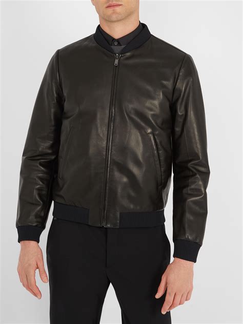 prada bomber jacket leather mens|black nylon bomber jacket.